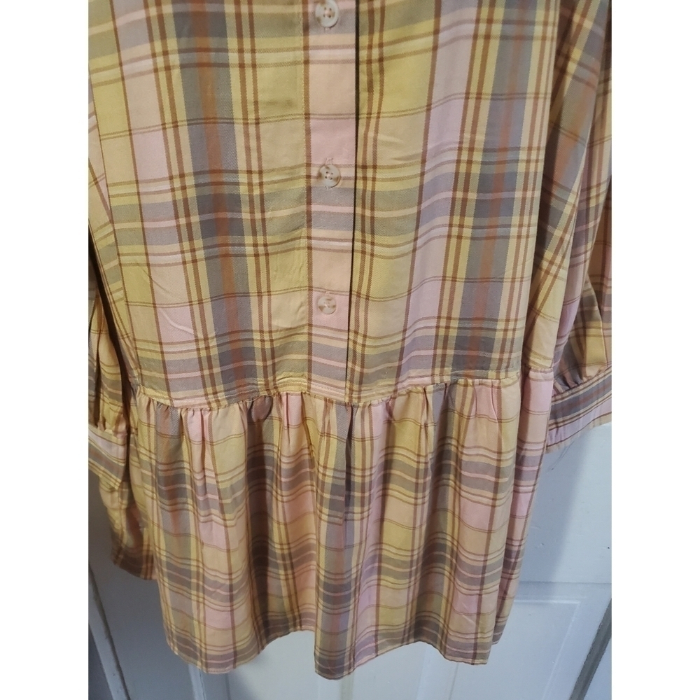 Ascot + Hart Long Sleeve Graphic Peplum Plaid Dress - Picture 8 of 16